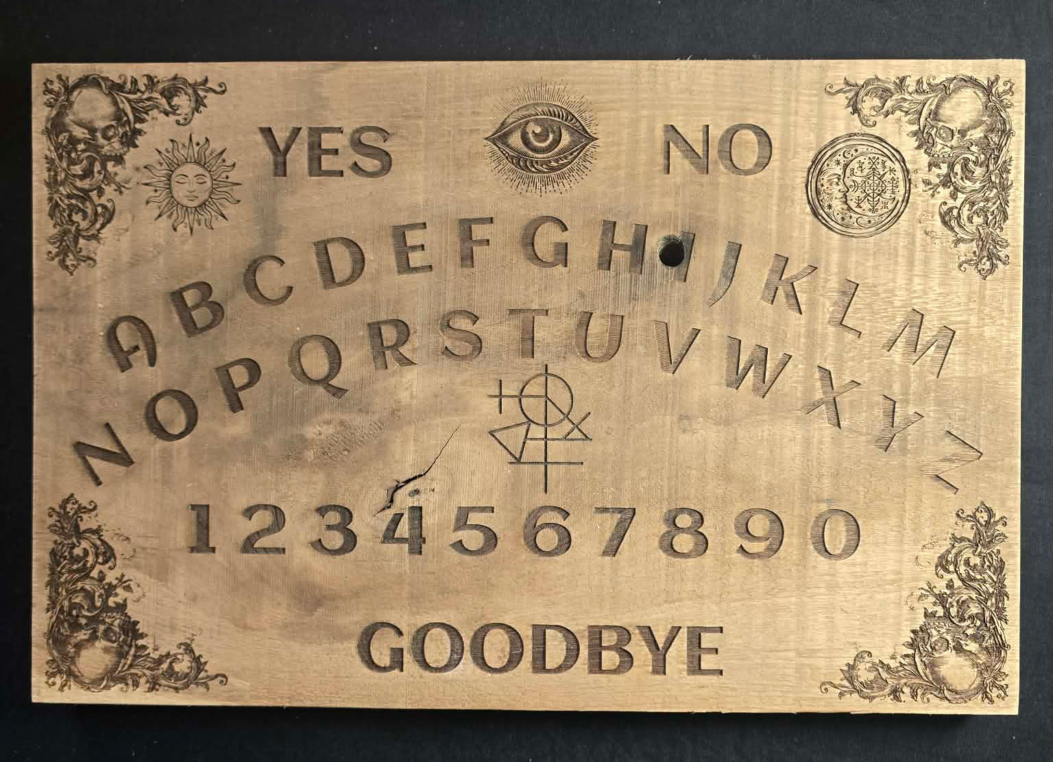 Victorian Occult Spirit Board - All-Seeing Eye Wooden Talking Board